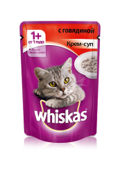 Whiskas для кошек крем-суп с говядиной 85 гр.